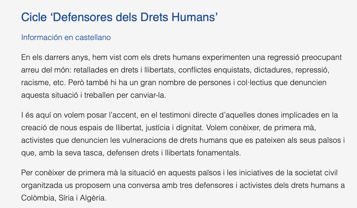 Converses amb defensores del drets humans – Síria
