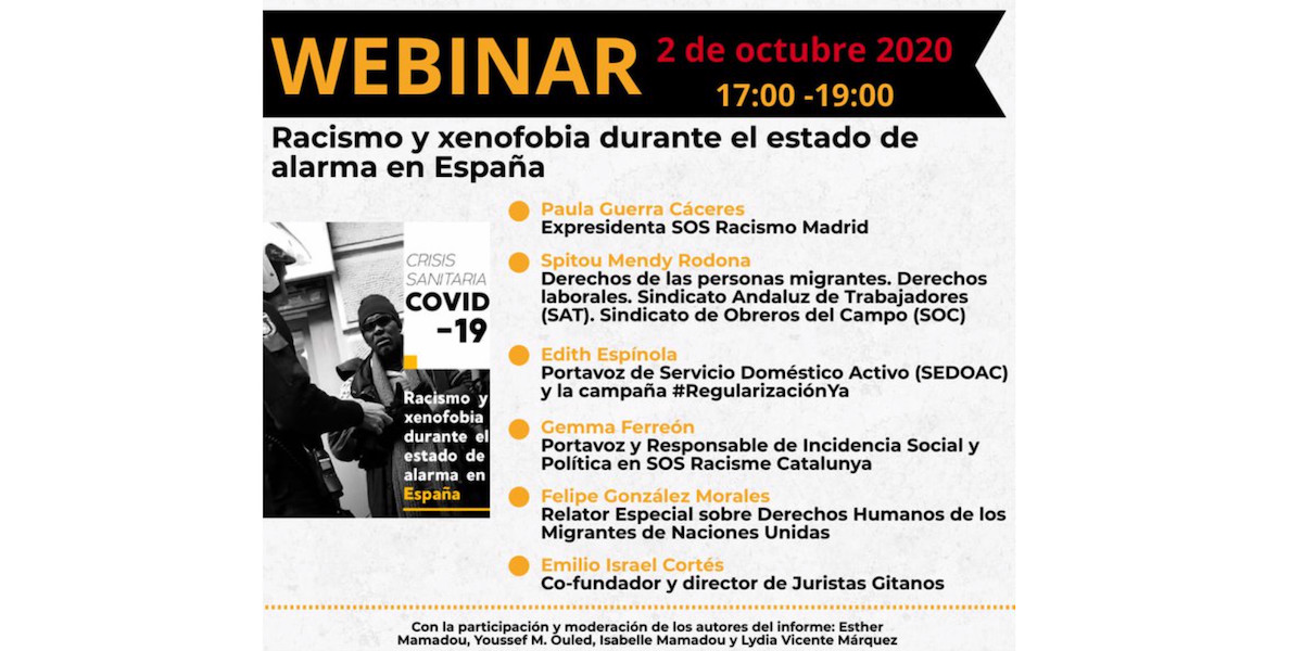 Webinar Racismo y xenofobia durante el estado de alarma en España