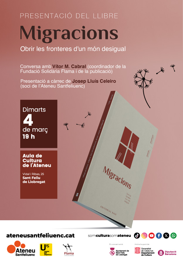 Presentació a Sant Feliu de Llobregat (Barcelona) del llibre ‘Migracions. Obrir les fronteres d’un món desigual’
